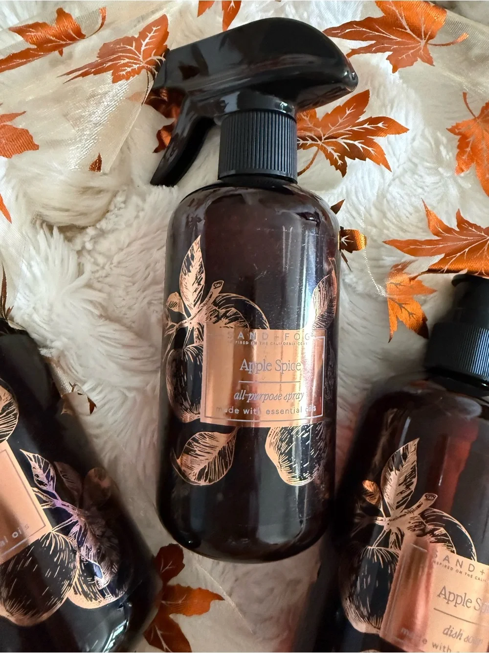 3 pc Sand & Fog Apple Spice Scented multi- Spray, dish soap & Hand Soap Set